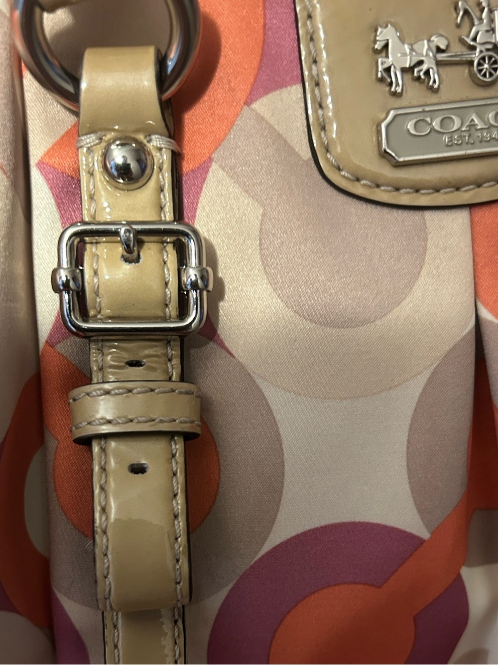Coach 2012 Madison Op Art Multicolor C Print Satchel in Pink, Orange & Cream - Picture 3 of 11